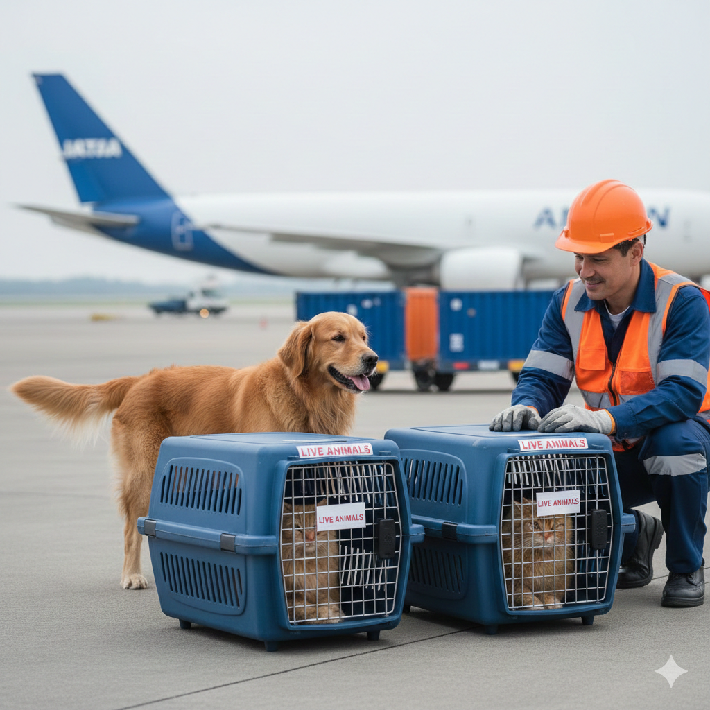 Transport professionnel d'animaux vivants par avion - Chiens, chats et autres animaux en cages IATA homologuées